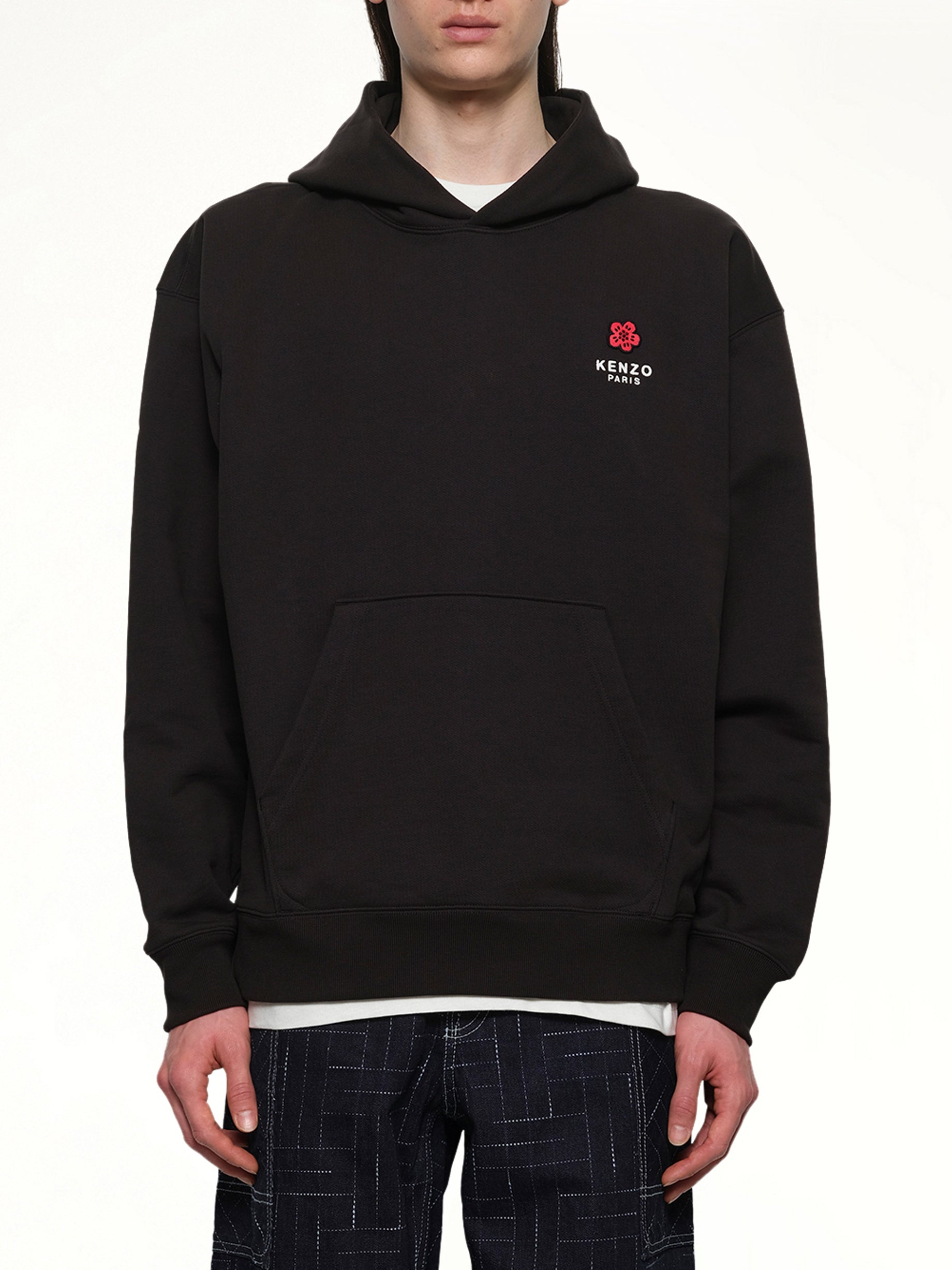 Gots Boke Flower Embroidered Oversize Hoodie in Black