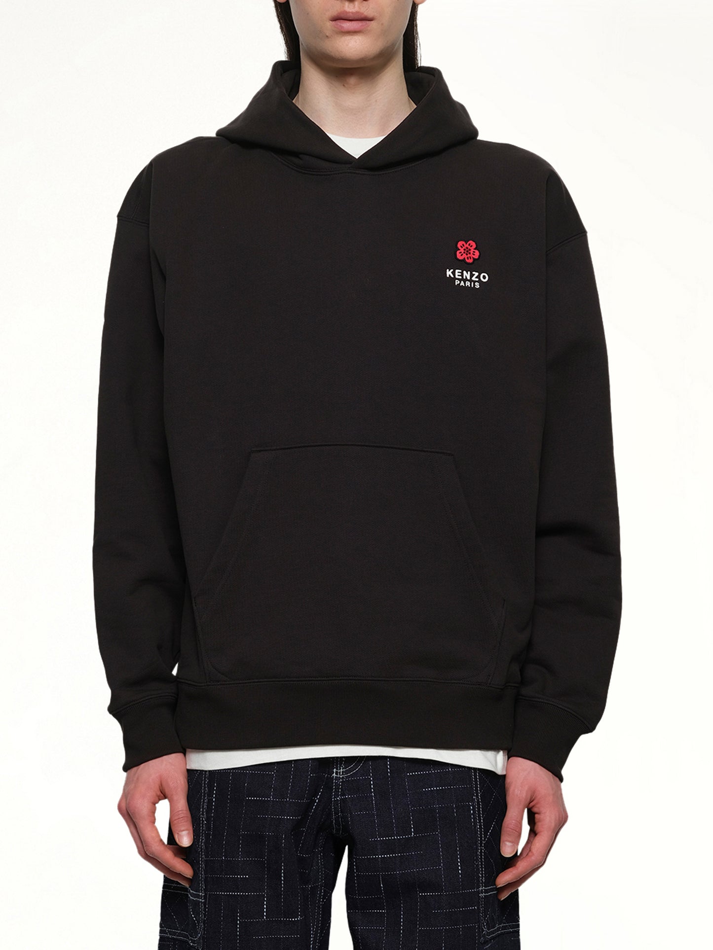 Gots Boke Flower Embroidered Oversize Hoodie in Black