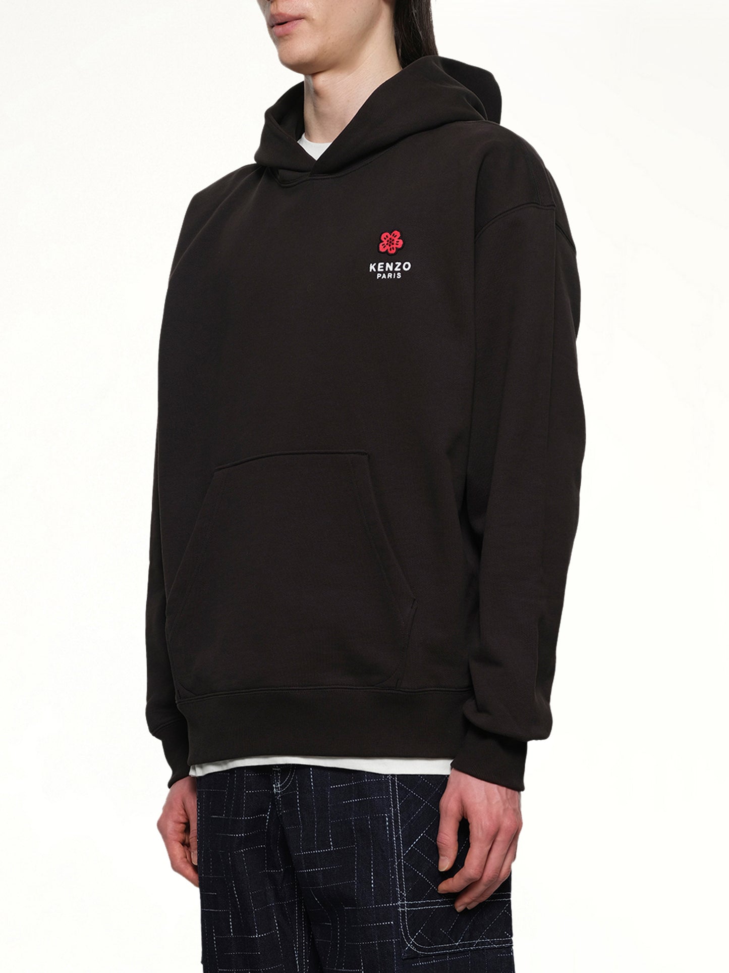 Gots Boke Flower Embroidered Oversize Hoodie in Black