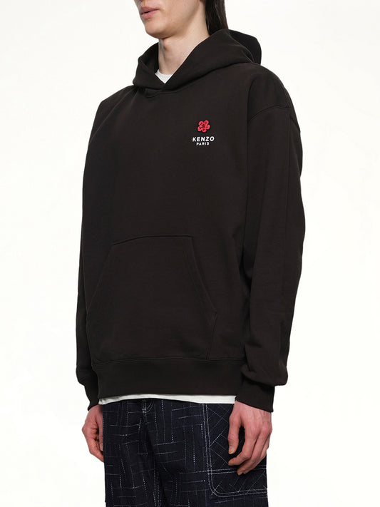 Gots Boke Flower Embroidered Oversize Hoodie in Black