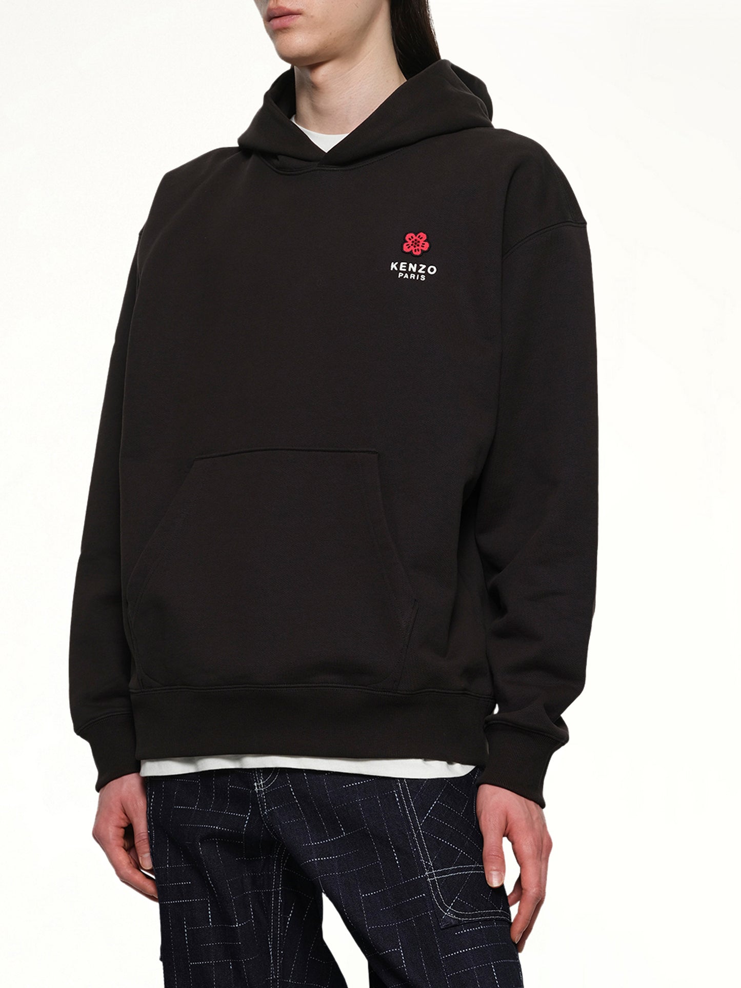 Gots Boke Flower Embroidered Oversize Hoodie in Black