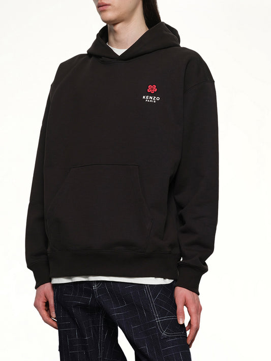 Gots Boke Flower Embroidered Oversize Hoodie in Black