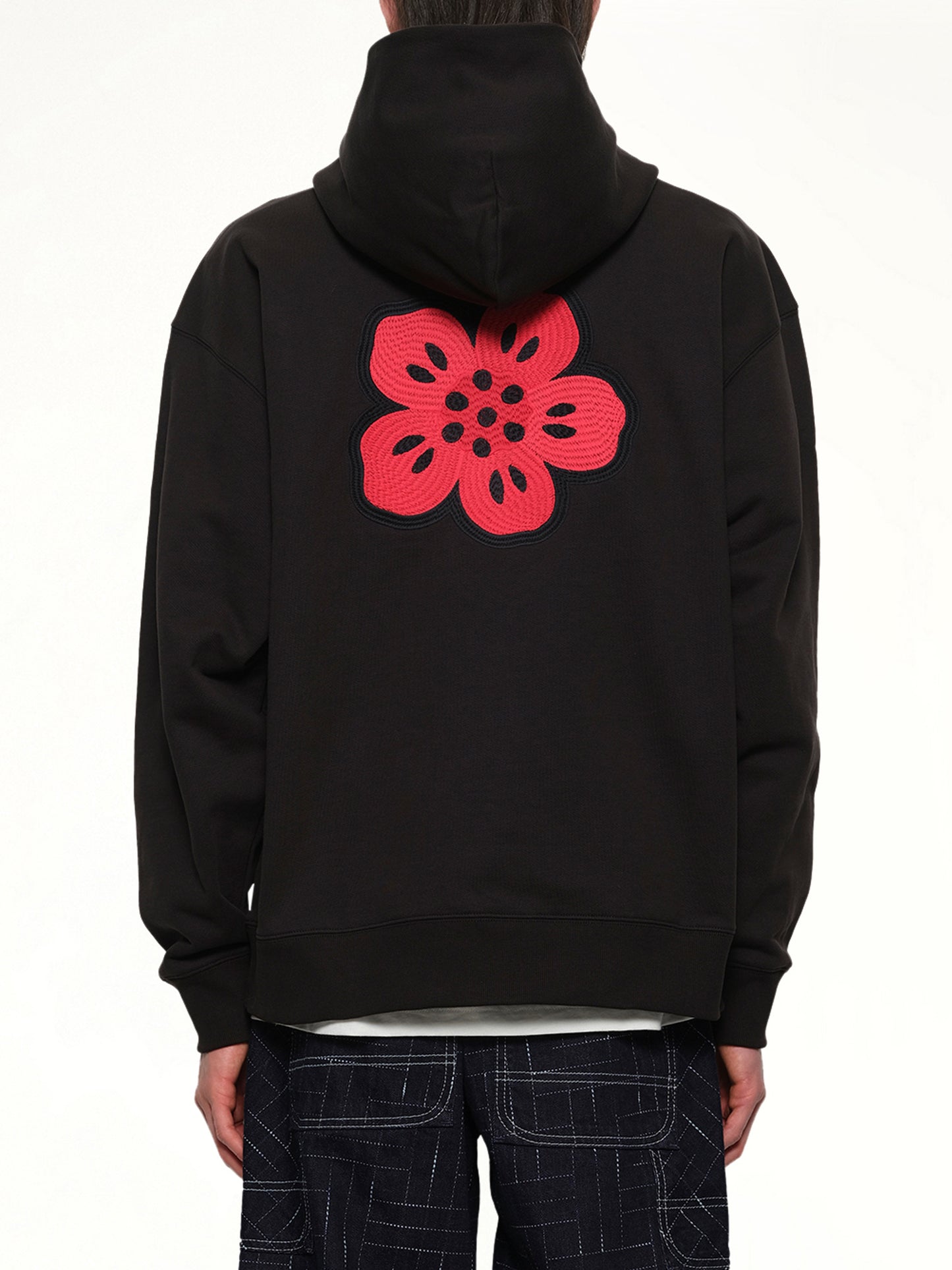 Gots Boke Flower Embroidered Oversize Hoodie in Black