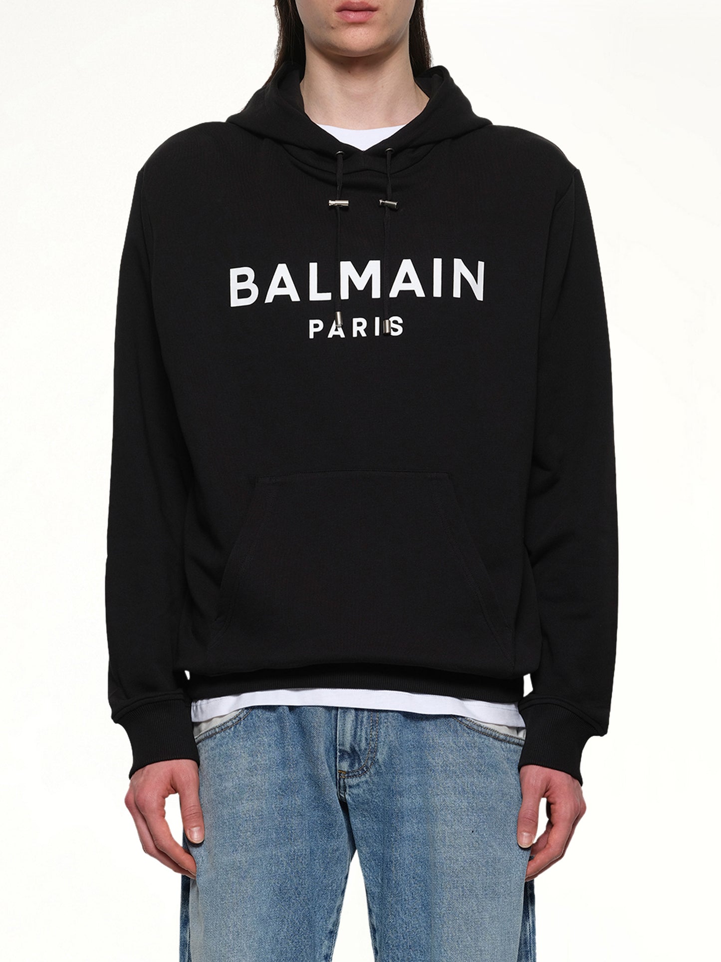 Logo Printed Hoodie in Black/White