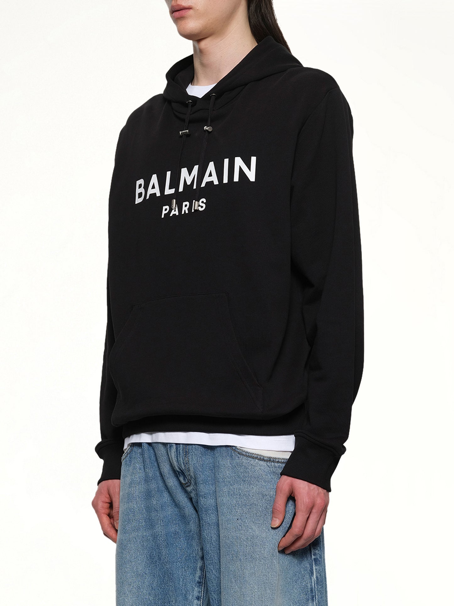 Logo Printed Hoodie in Black/White