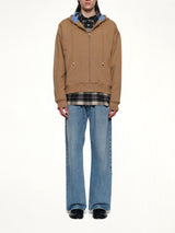 Zip-Up Hoodie in Beige/Blue