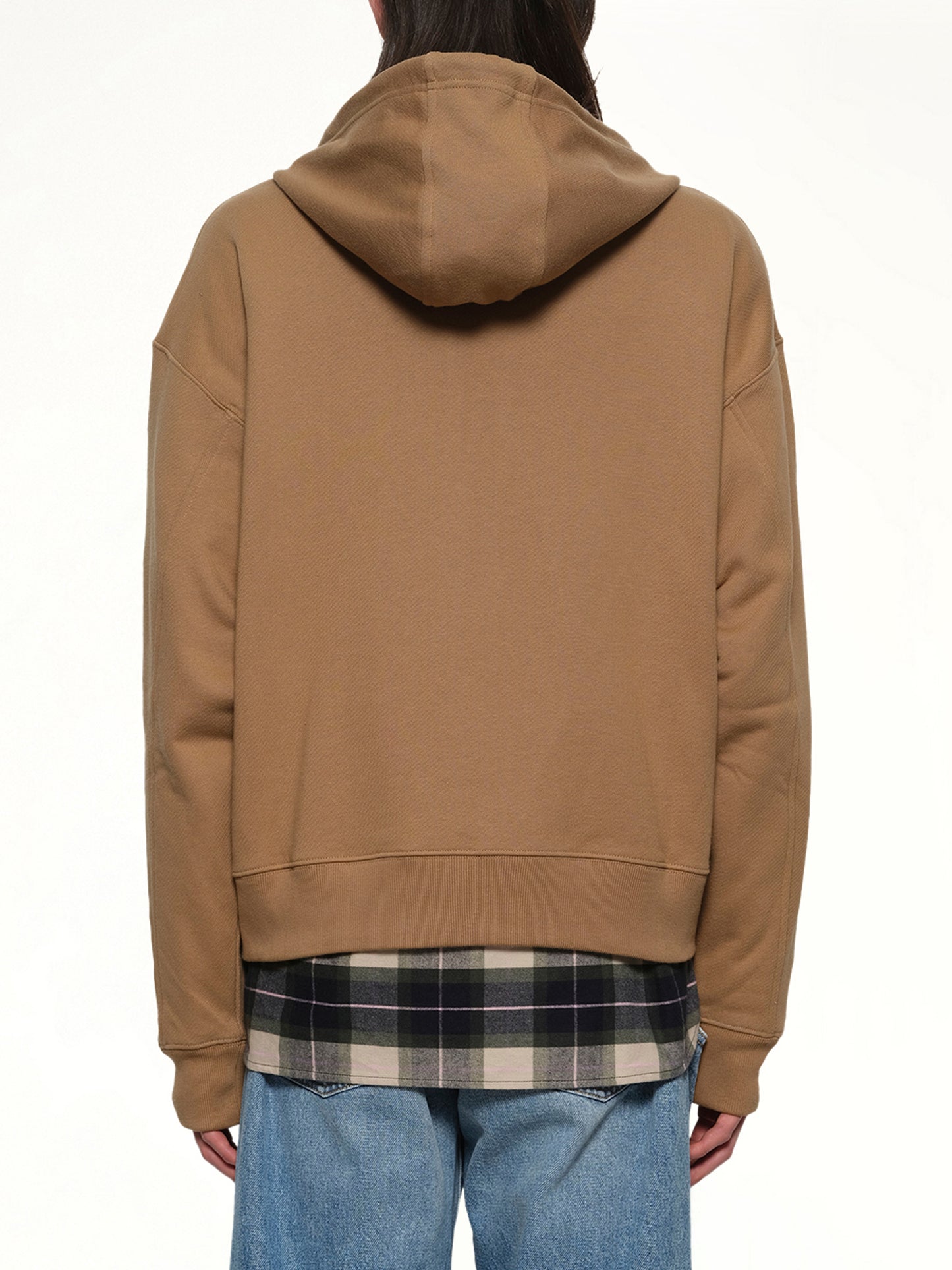 Zip-Up Hoodie in Beige/Blue
