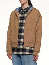 Zip-Up Hoodie in Beige/Blue