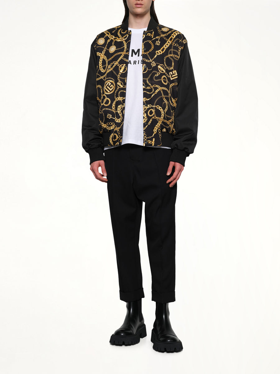 AO Chain and Monogram Reversible Jacket in Black/Gold
