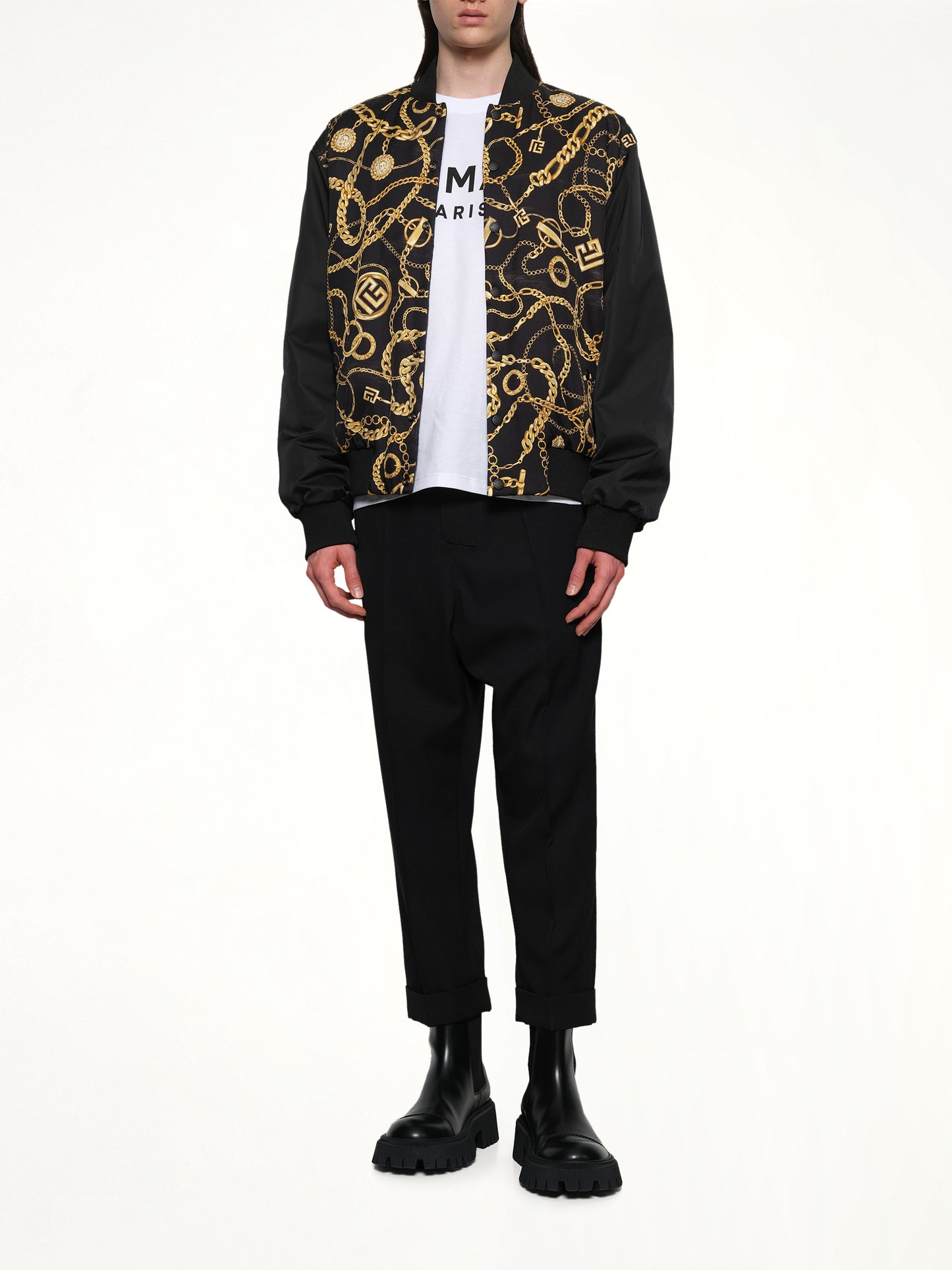 AO Chain&Monogram Reversible Jacket in Black/Gold