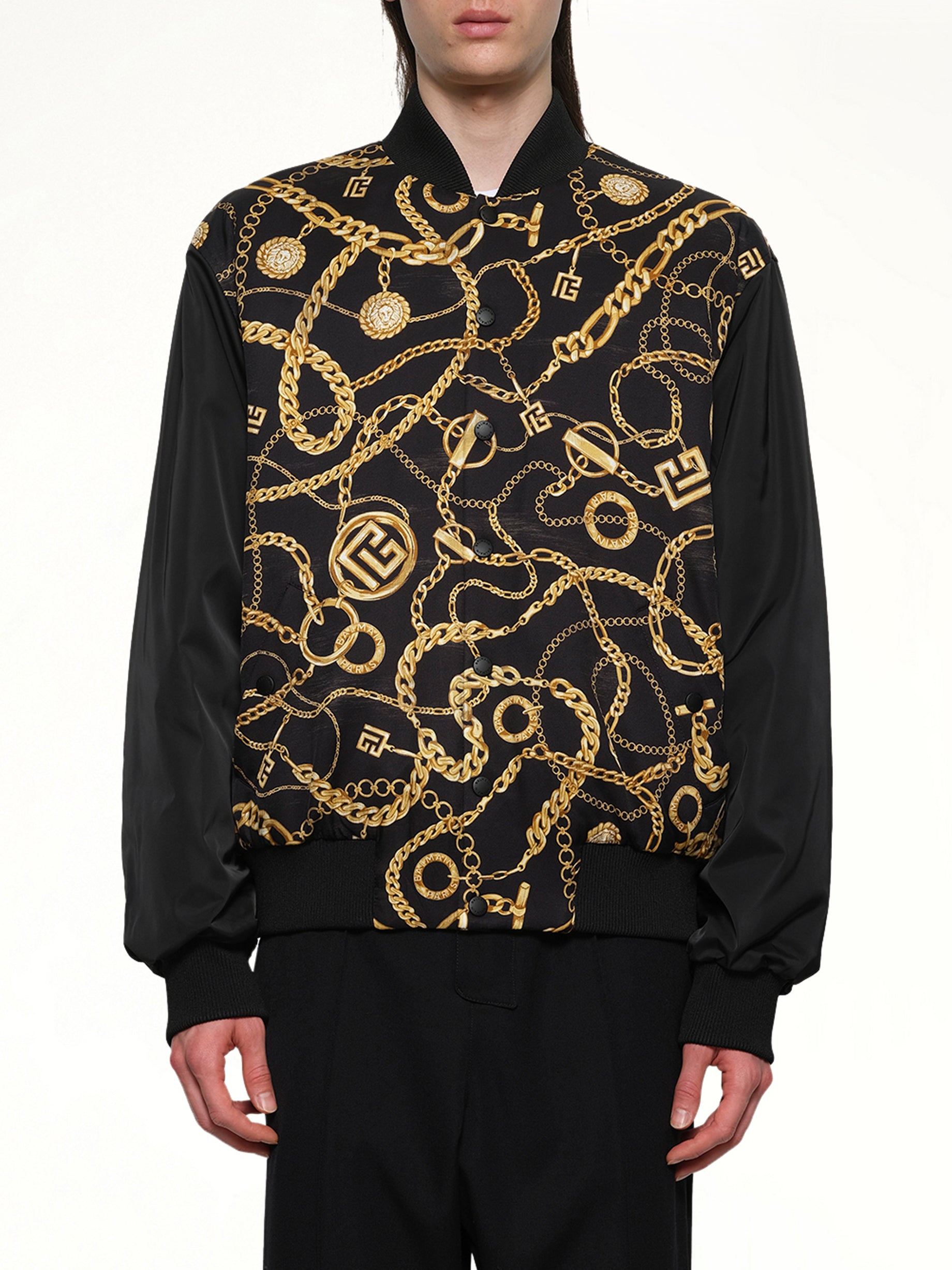 AO Chain and Monogram Reversible Jacket in Black/Gold