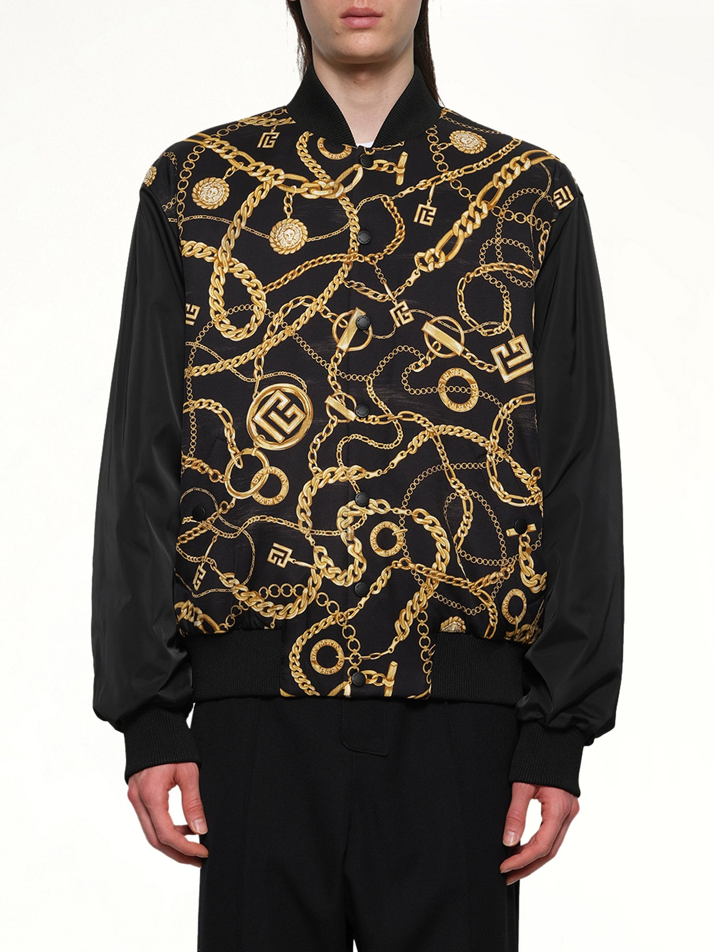 AO Chain&Monogram Reversible Jacket in Black/Gold