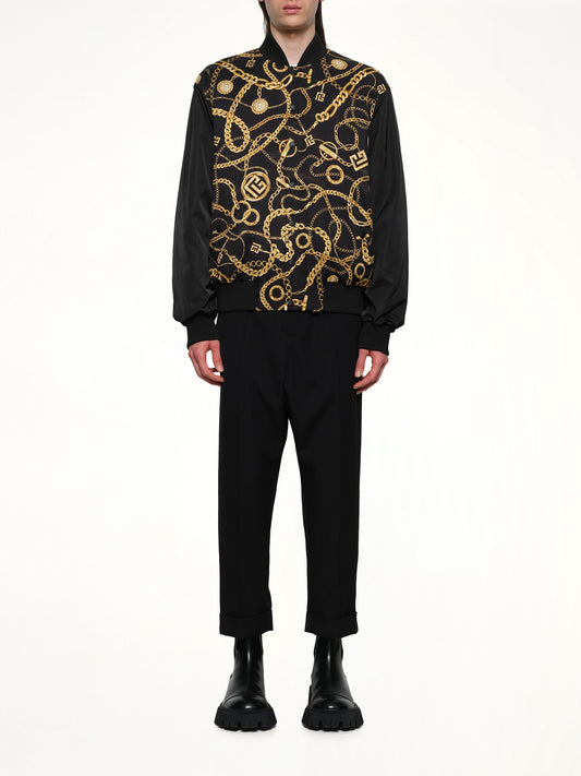 AO Chain&Monogram Reversible Jacket in Black/Gold