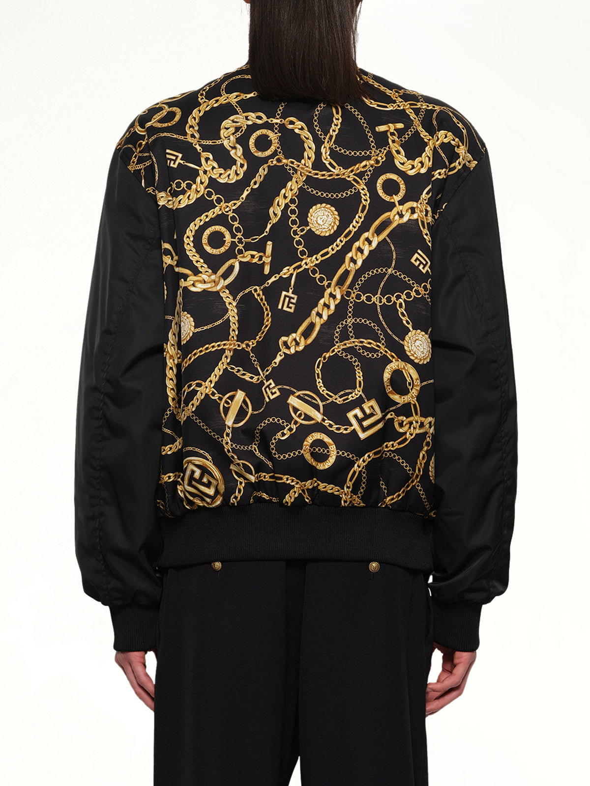 AO Chain and Monogram Reversible Jacket in Black/Gold