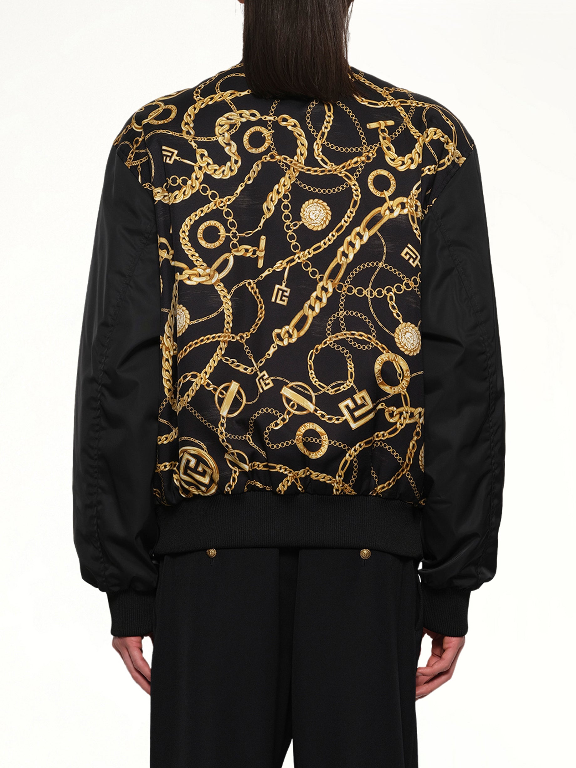 AO Chain and Monogram Reversible Jacket in Black/Gold