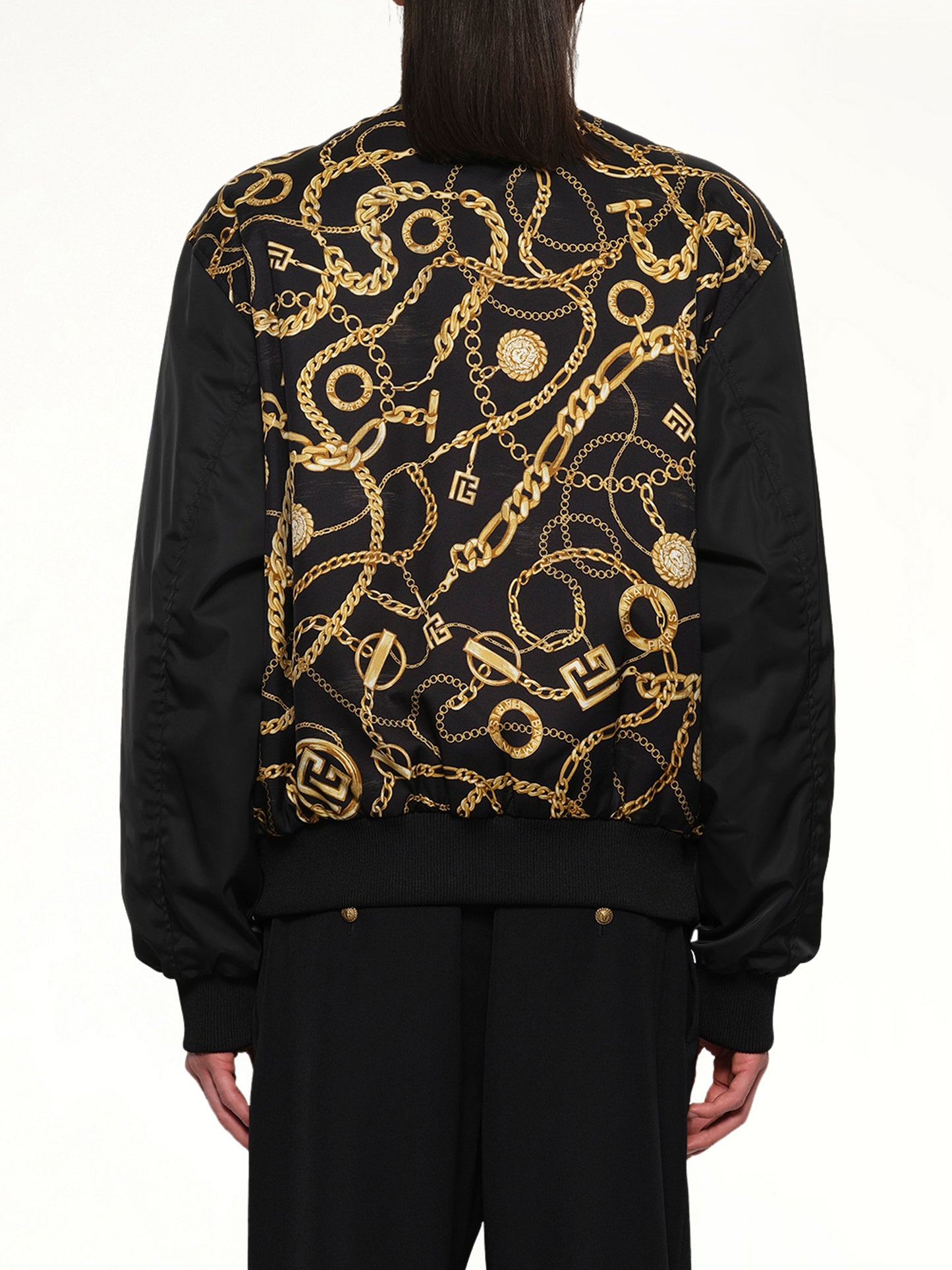 AO Chain&Monogram Reversible Jacket in Black/Gold