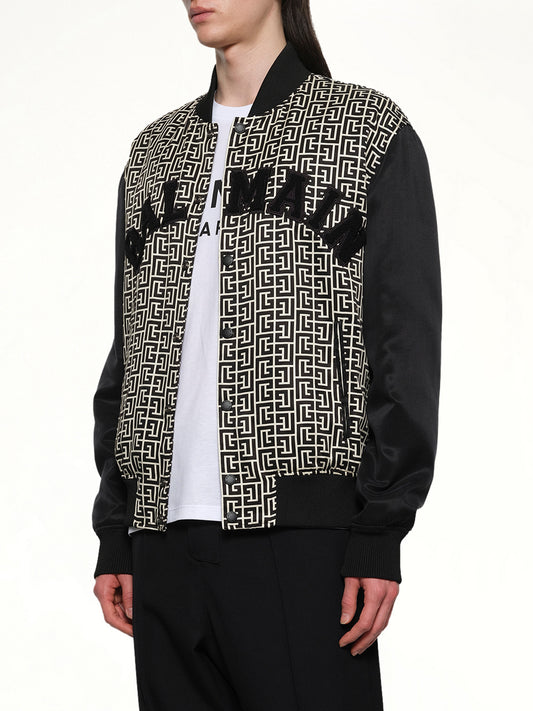 Monogram Varsity Jacket in Black/White