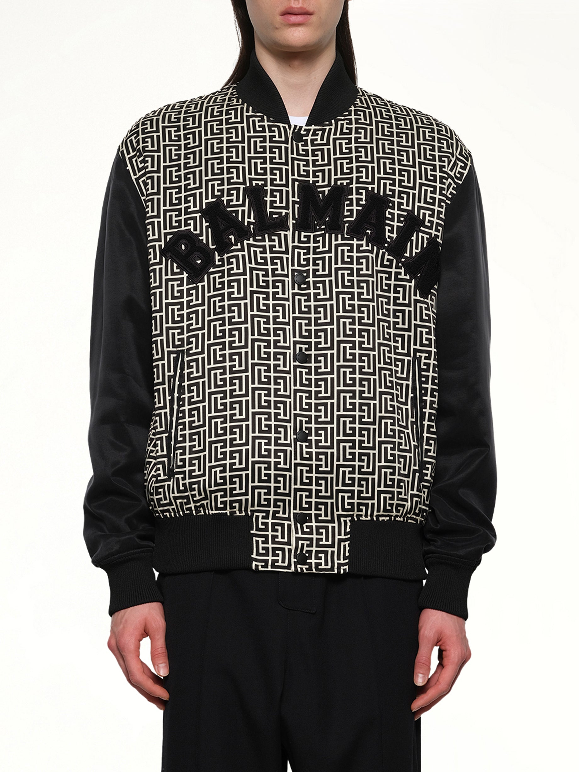 Monogram Varsity Jacket in Black/White