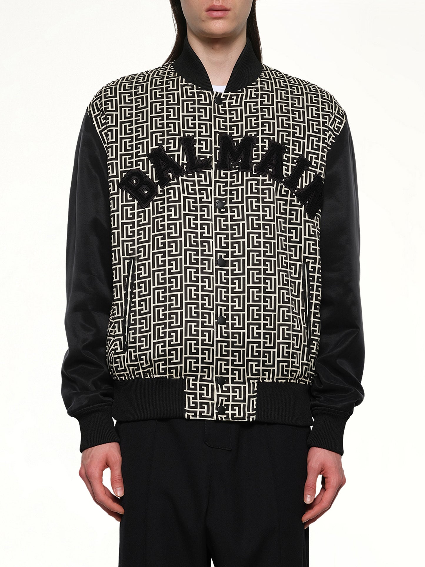 Monogram Varsity Jacket in Black/White