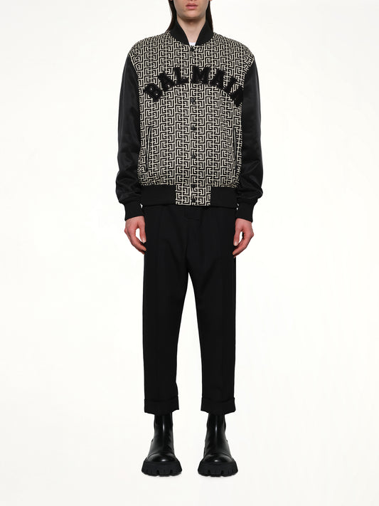 Monogram Varsity Jacket in Black/White