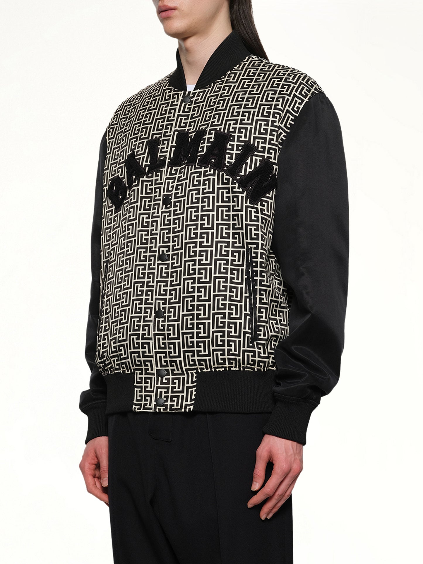 Monogram Varsity Jacket in Black/White