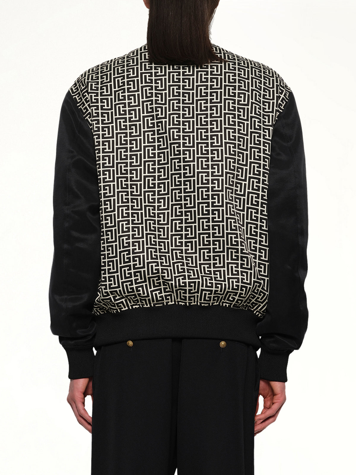 Monogram Varsity Jacket in Black/White