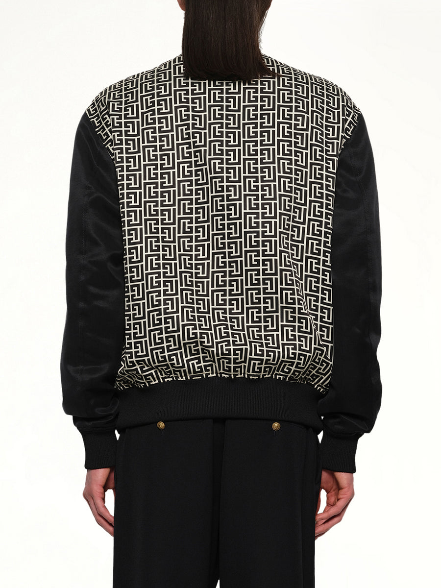 Monogram Varsity Jacket in Black/White