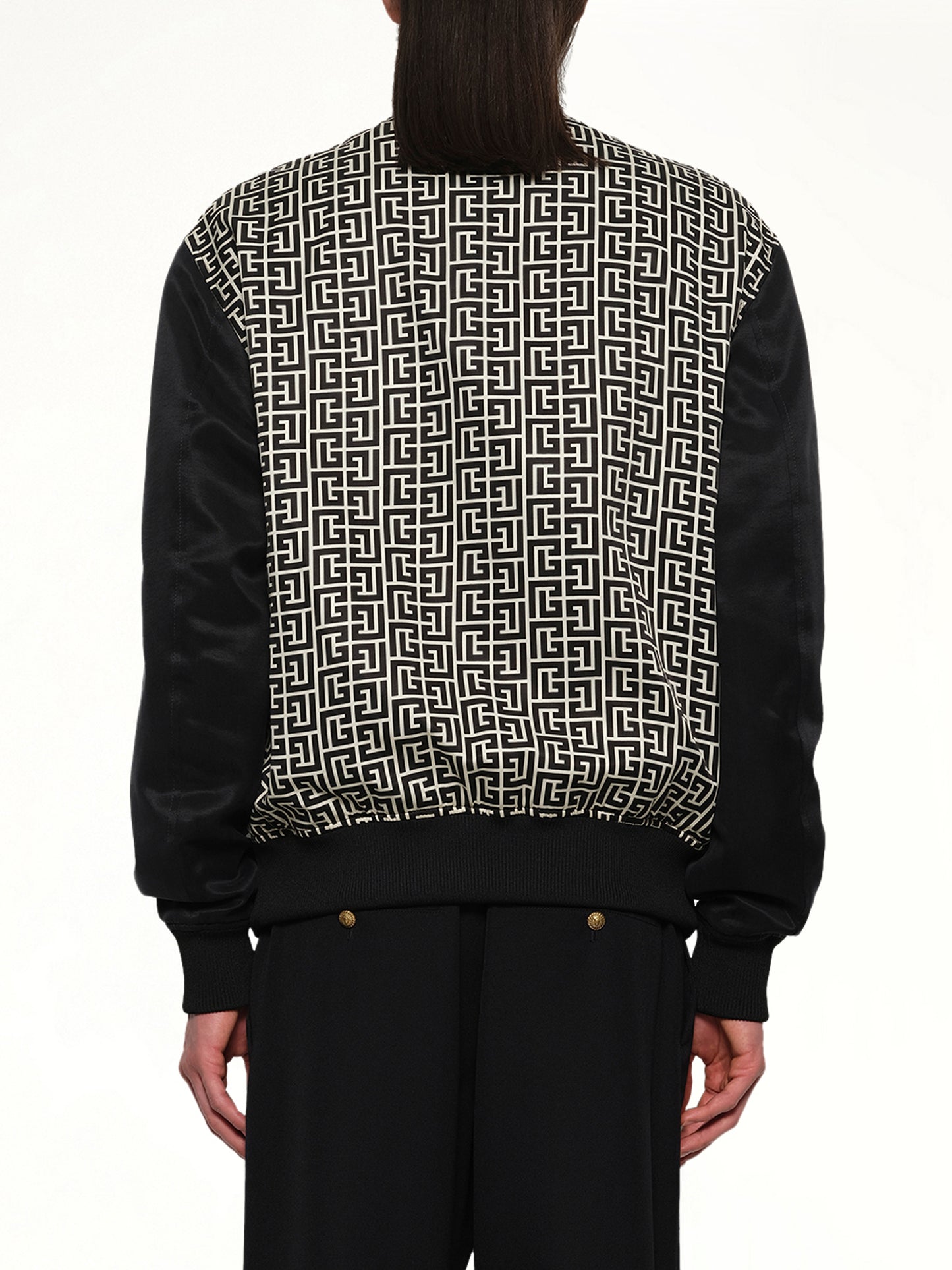 Monogram Varsity Jacket in Black/White