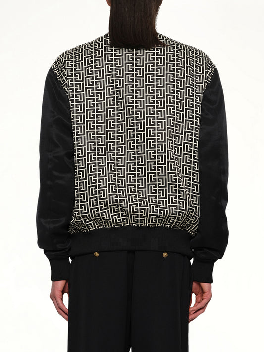 Monogram Varsity Jacket in Black/White