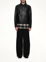 Leather Workwear Jacket in Black