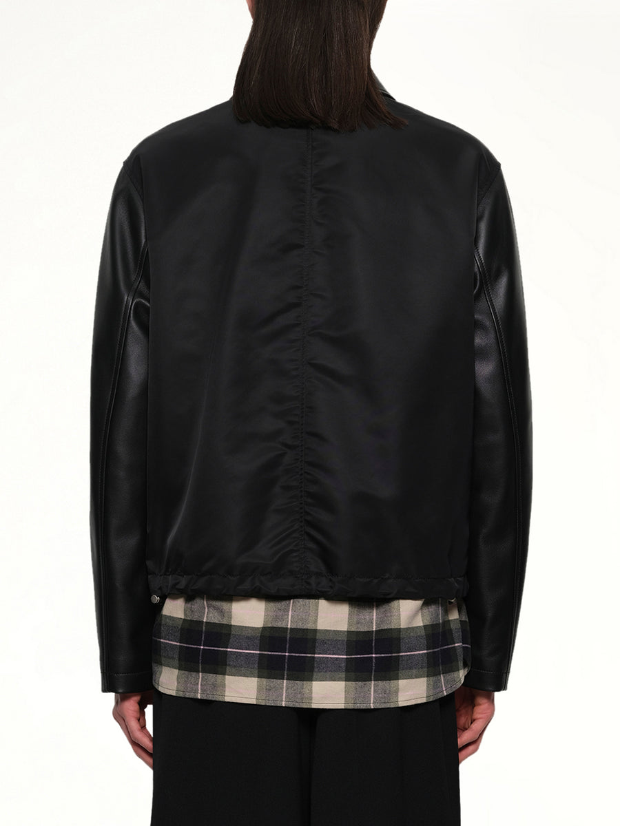 Leather Workwear Jacket in Black