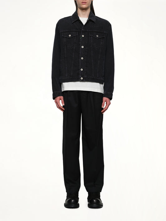 Boke Flower Trucker Jacket in Stone Bleached Black Denim