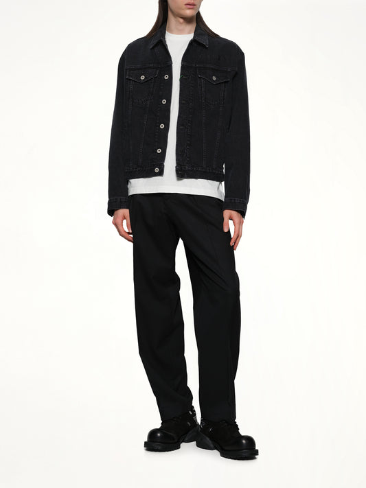 Boke Flower Trucker Jacket in Stone Bleached Black Denim