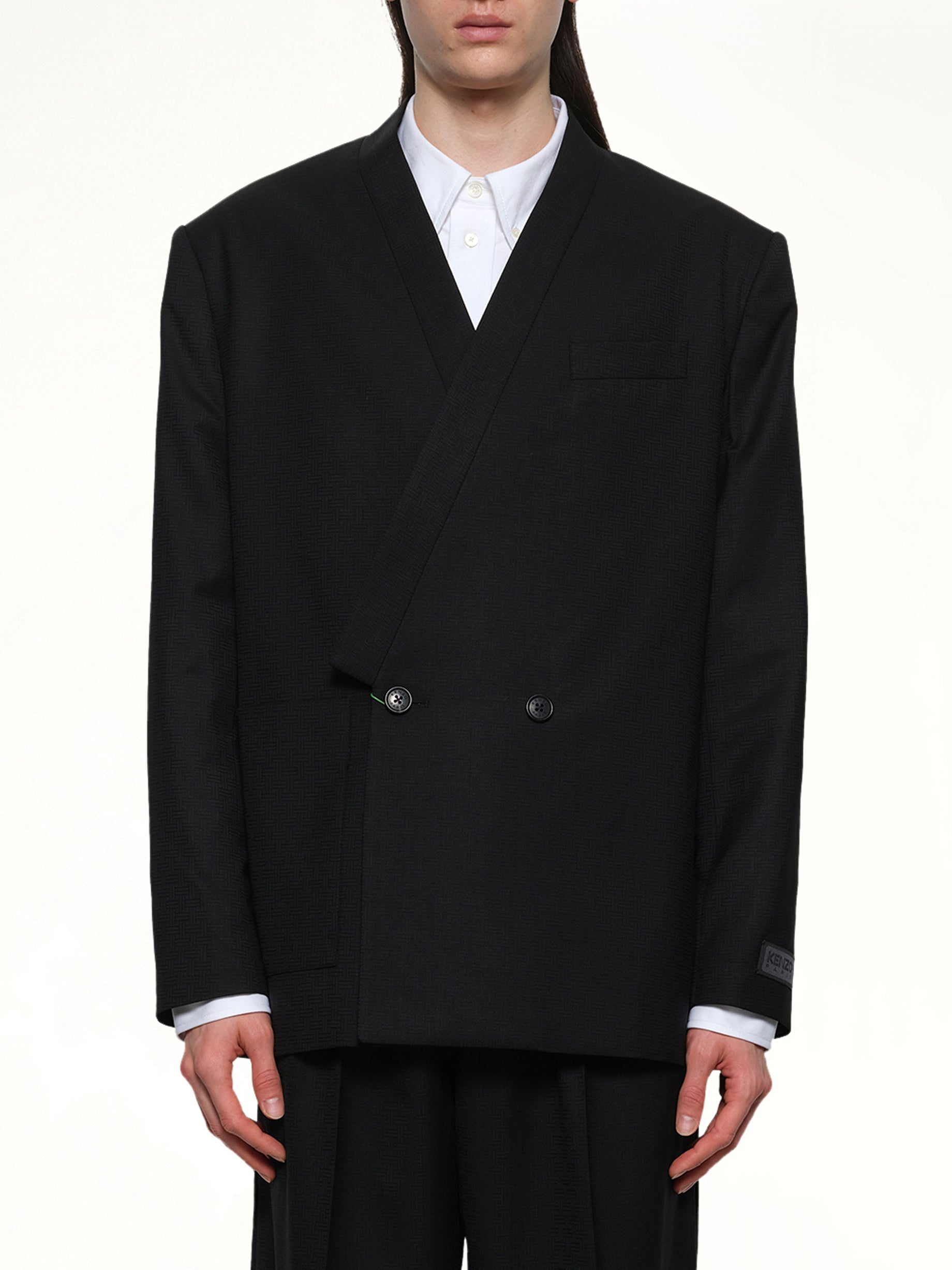 Kenzo Weave Kimono Tailored Jacket in Black