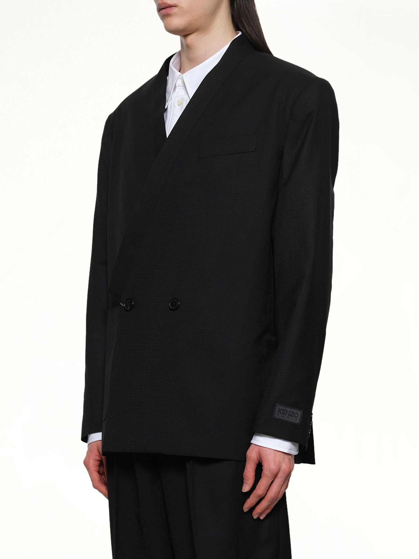 Kenzo Weave Kimono Tailored Jacket in Black