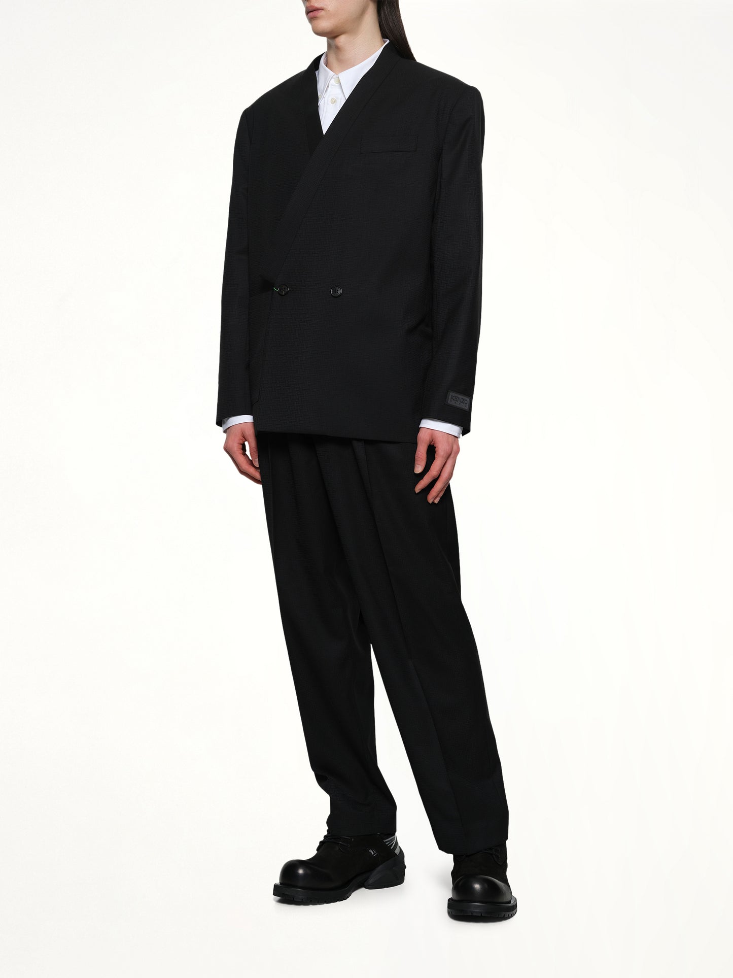 Kenzo Weave Kimono Tailored Jacket in Black