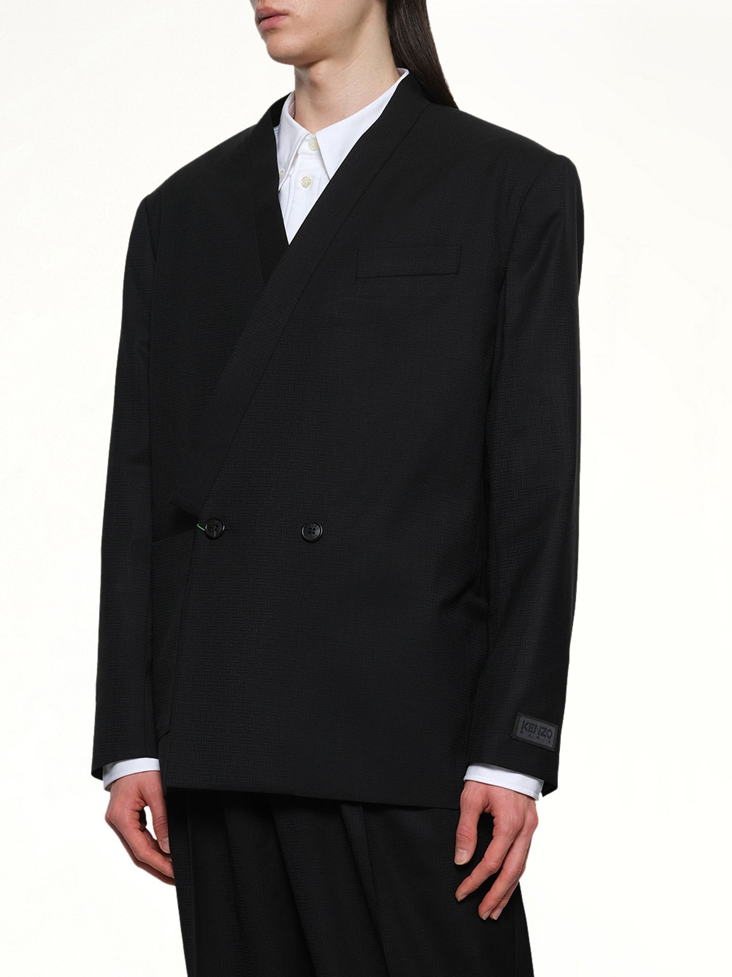 Kenzo Weave Kimono Tailored Jacket in Black