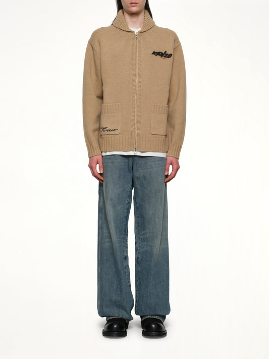 Rws Kenzo Futura Zipped Cardigan in Beige
