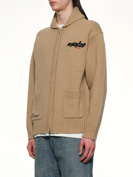 Rws Kenzo Futura Zipped Cardigan in Beige
