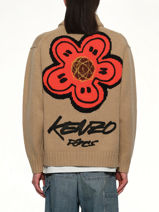 Rws Kenzo Futura Zipped Cardigan in Beige