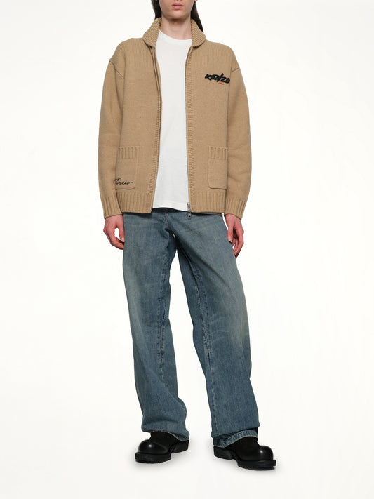 Rws Kenzo Futura Zipped Cardigan in Beige