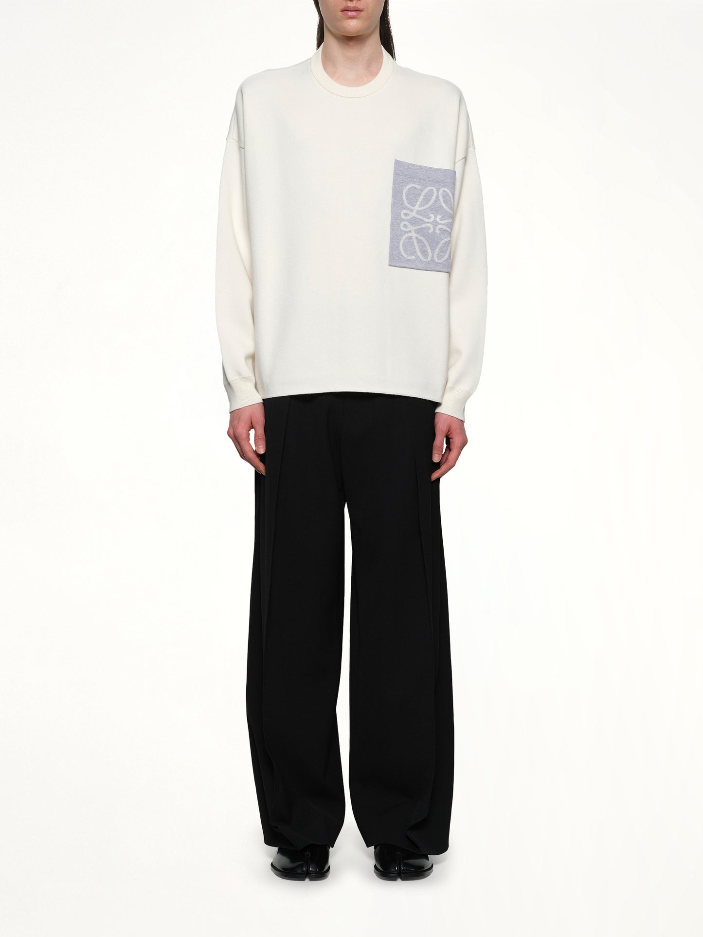 Anagram Pocket Sweater in Beige