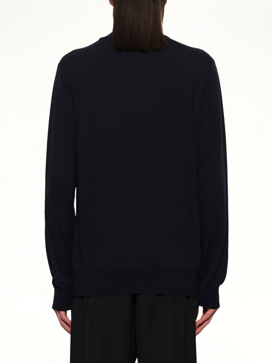 Balmain Big Stamp Knit Sweater in Navy/White