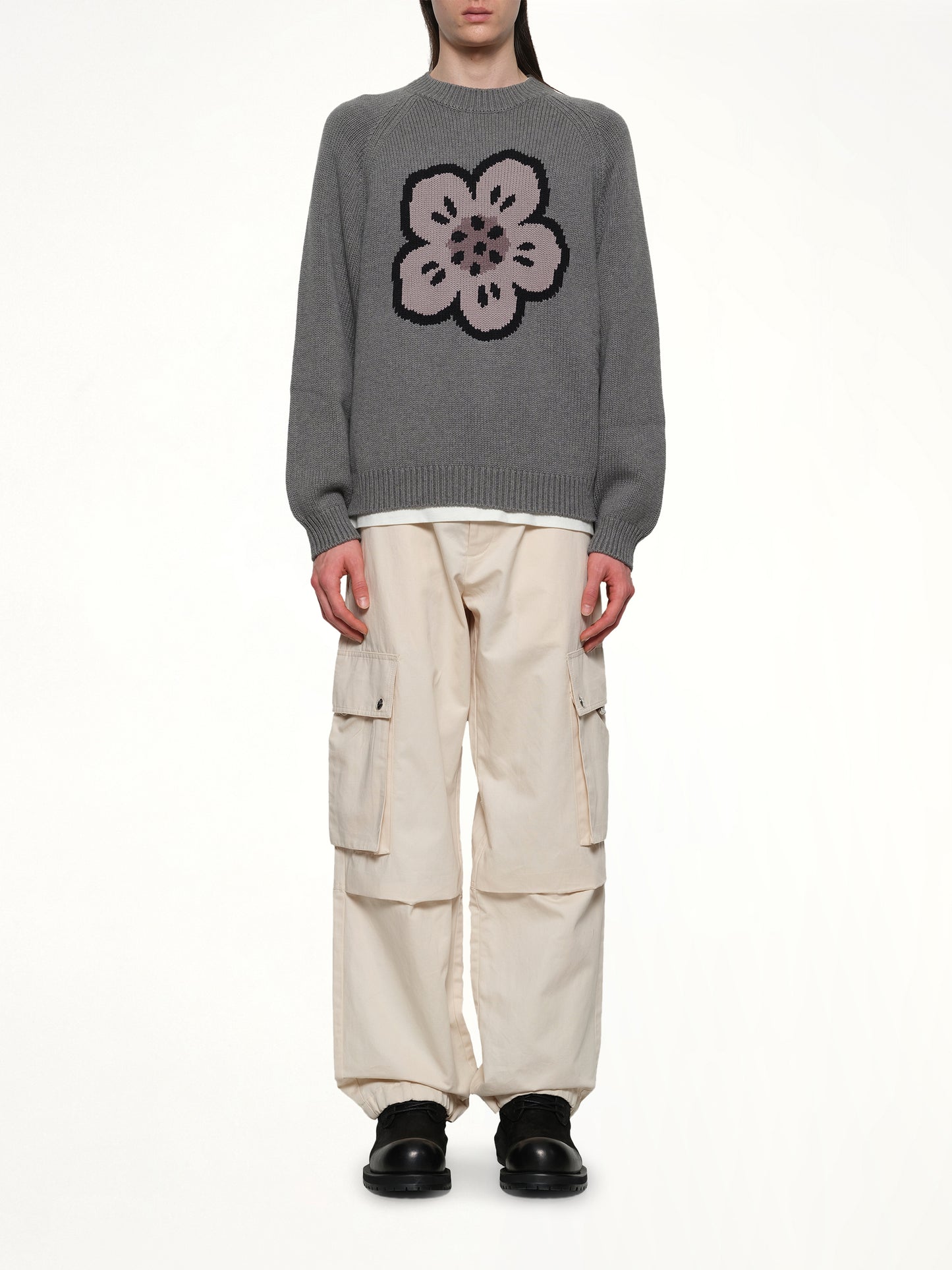 Boke Flower Jumper in Pale Grey