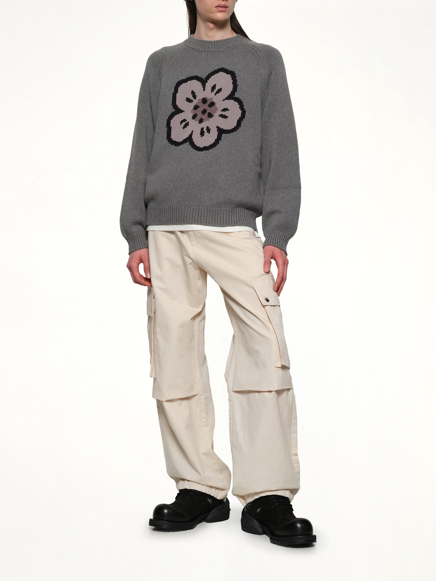 Boke Flower Jumper in Pale Grey