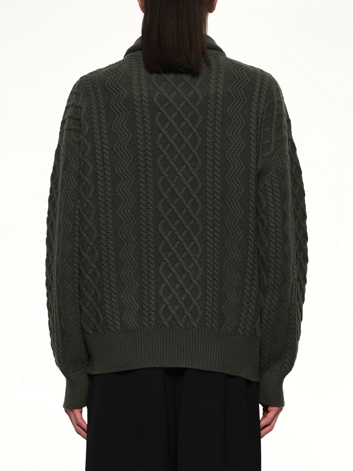 Zip Up Sweater in Khaki Green