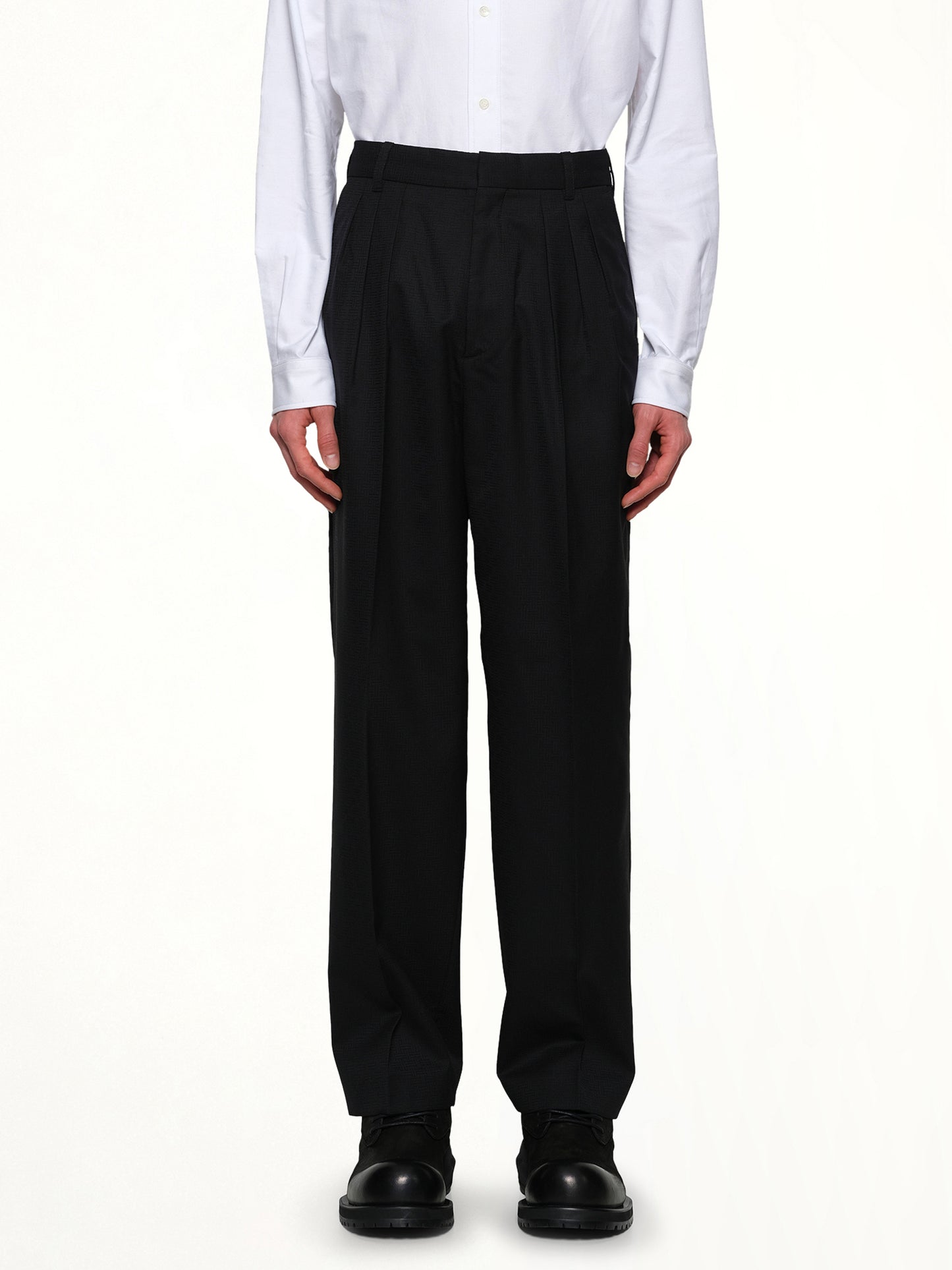 Kenzo Weave Pleated Tailored Pant in Black