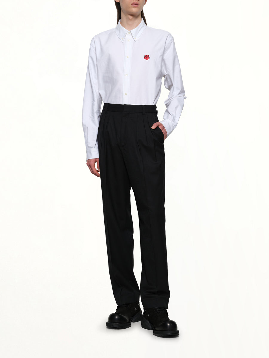 Kenzo Weave Pleated Tailored Pant in Black