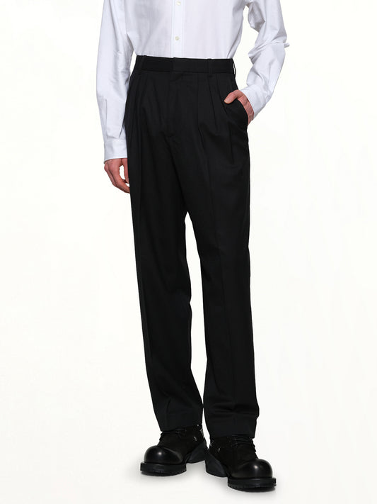 Kenzo Weave Pleated Tailored Pant in Black