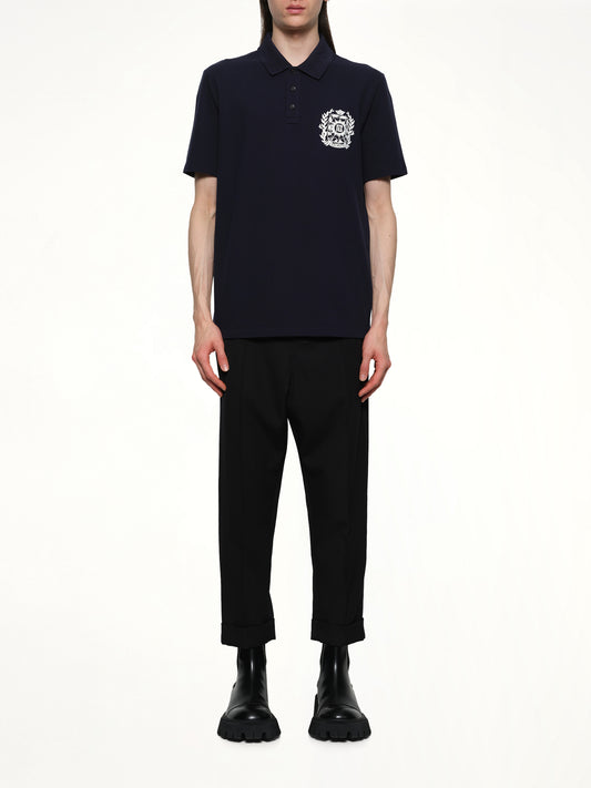 Balmain Emblem Polo in Navy/White